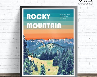 Rocky Mountain National Park Retro Art Print | Printable Sign