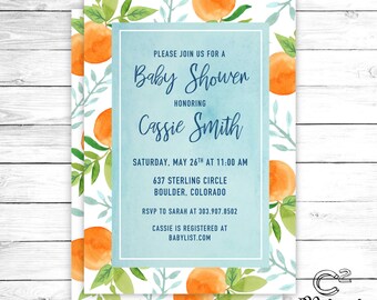 Clementine Bridal or Baby Shower Invitation Template
