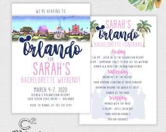 Disney Orlando Bachelorette/Birthday Invitation and Itinerary Template