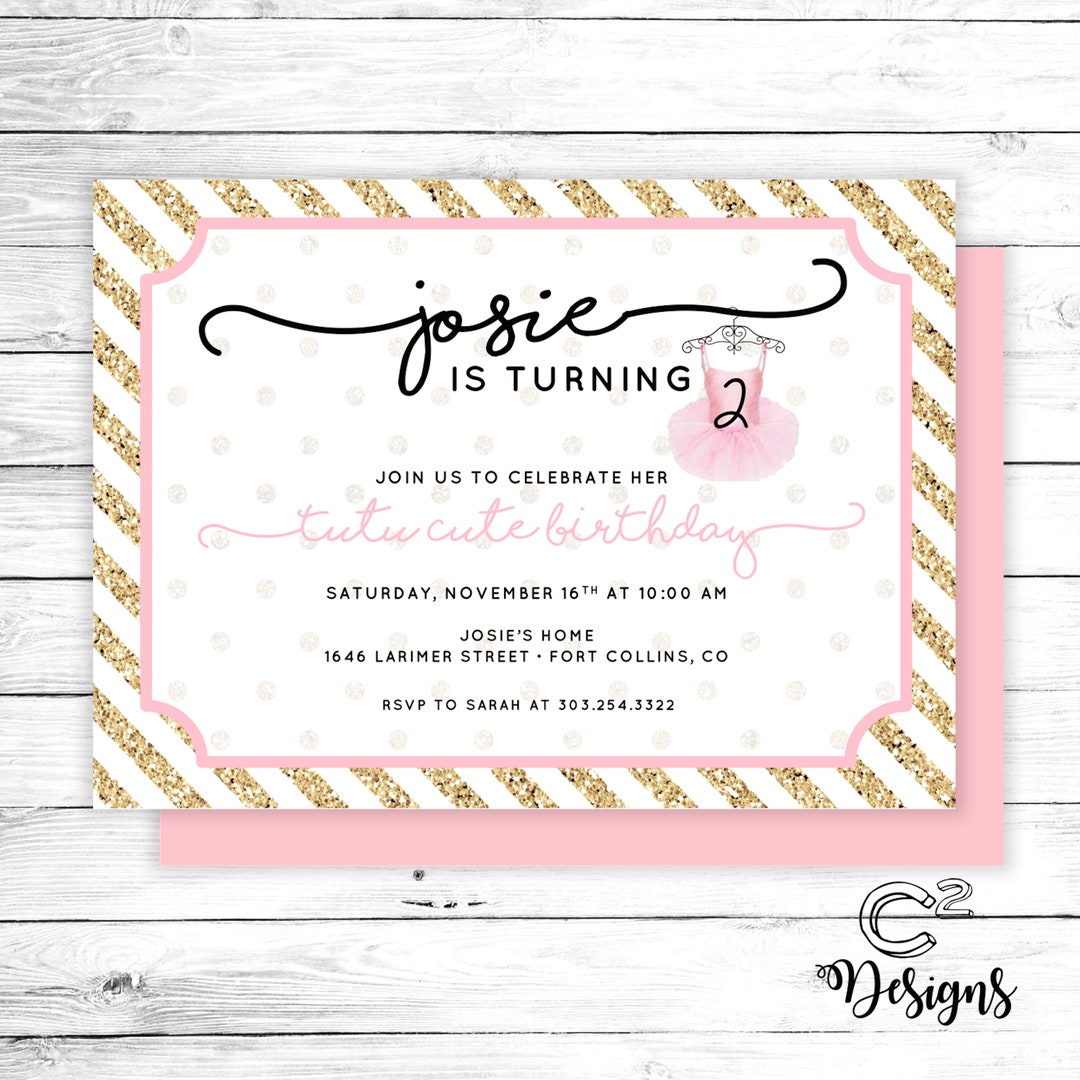 Tutu Cute Birthday Party Invitation Etsy