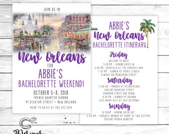 New Orleans Bachelorette Party Invitation with Itinerary Template