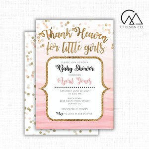 Thank Heaven For Little Girls Baby Shower Invitation Template