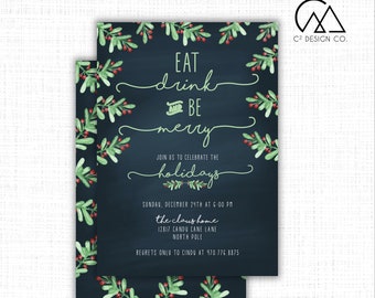 Eat Drink & Be Merry Holiday Party Invitation Template