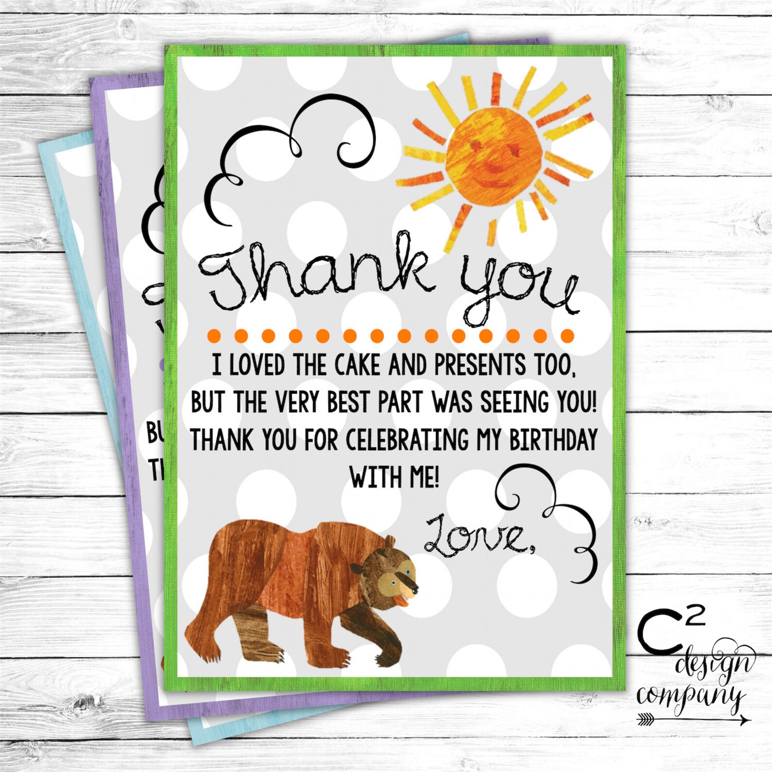 Brown Bear Brown Bear Thank You Card - Etsy