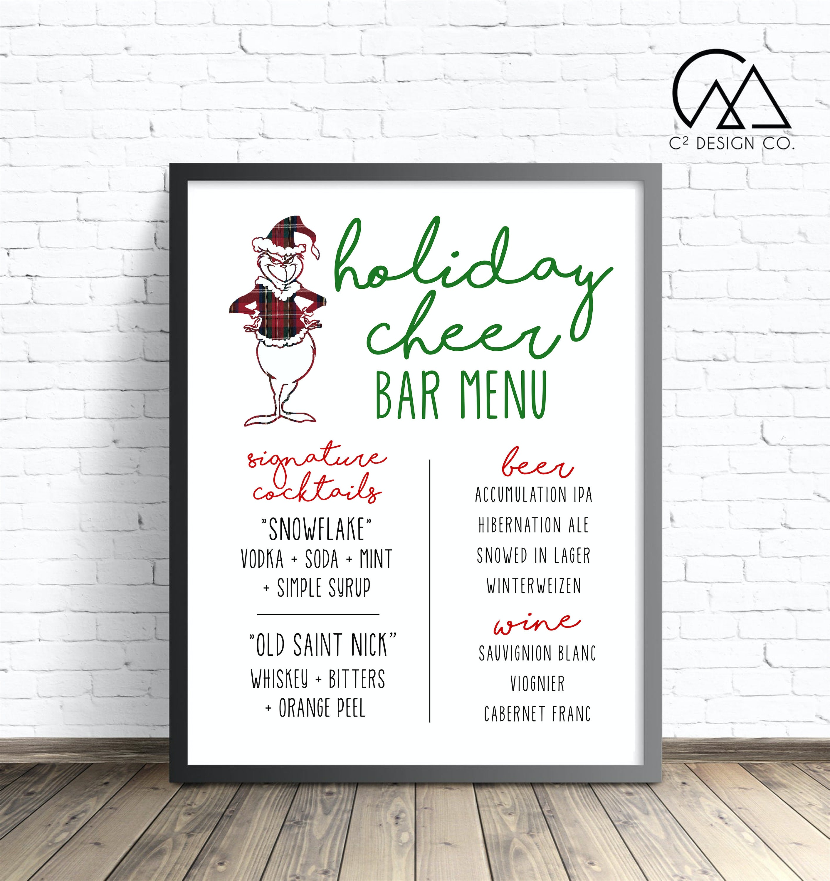 Mean & Merry Holiday Chalkboard Bar Menu Sign - Custom Digital File