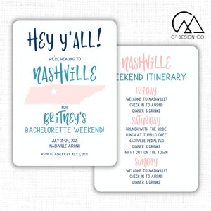 Nashville Bachelorette Party Invitation with Itinerary Template image 1