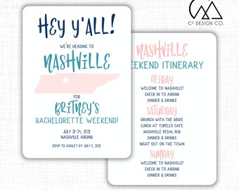 Nashville Bachelorette Party Invitation with Itinerary Template