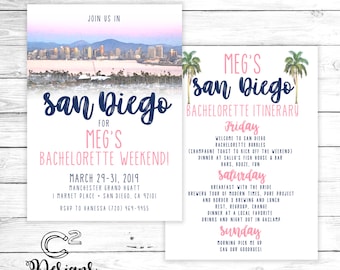 San Diego Bachelorette Party Invitation + Itinerary