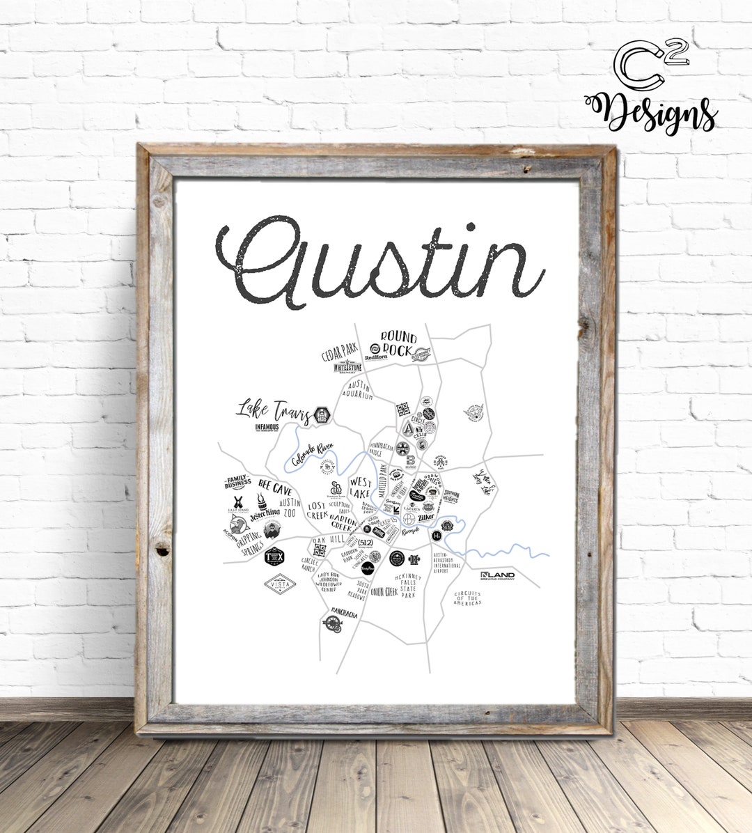 Austin Map | Austin, Texas Printable Sign - Etsy