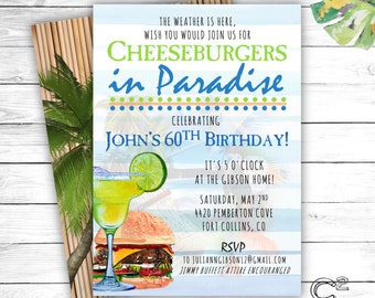Jimmy Buffett Margaritaville Party Invitation  - Custom Digital File
