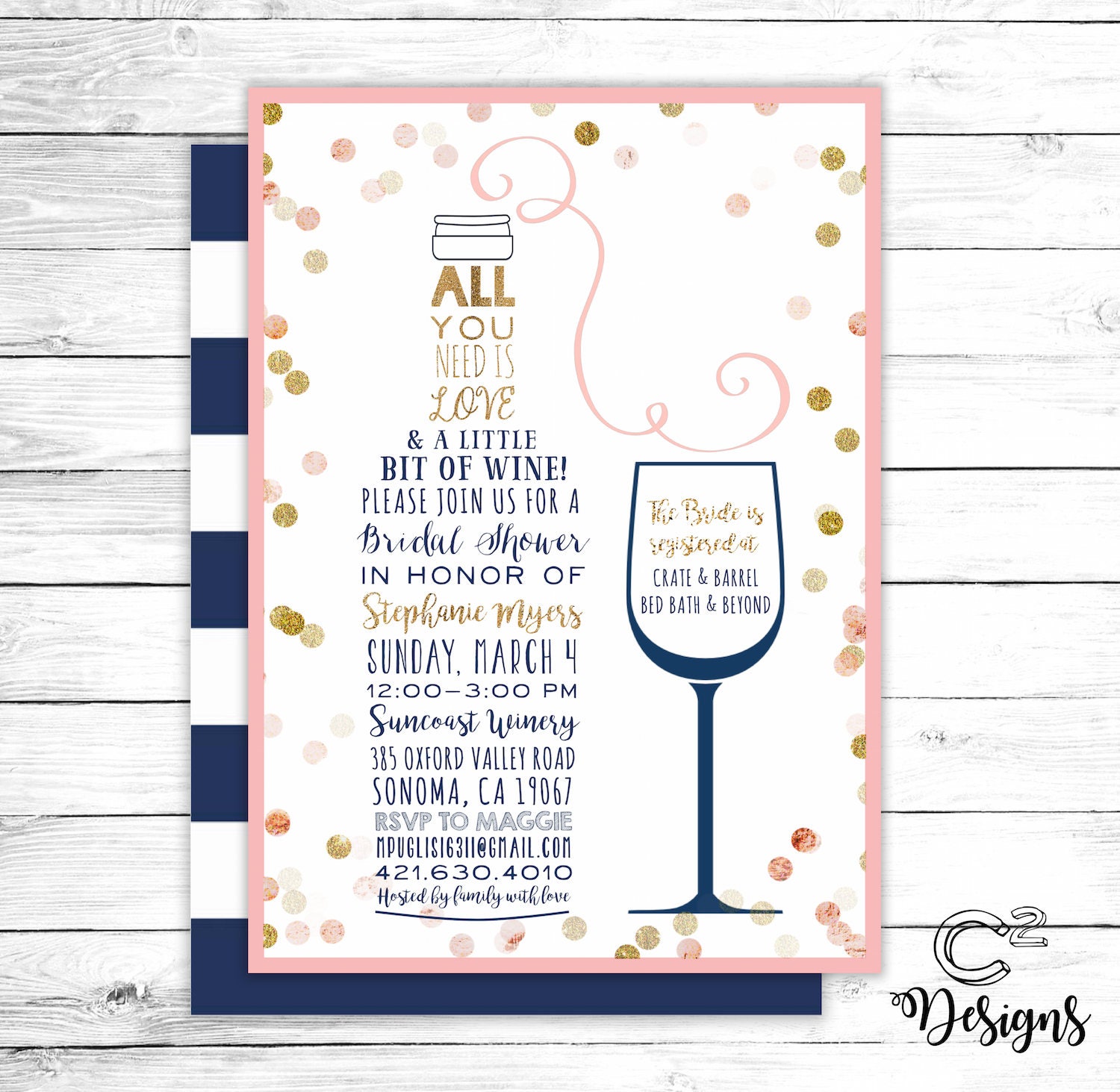 Love A Little Bit Of Wine Bridal Shower Invitation 50