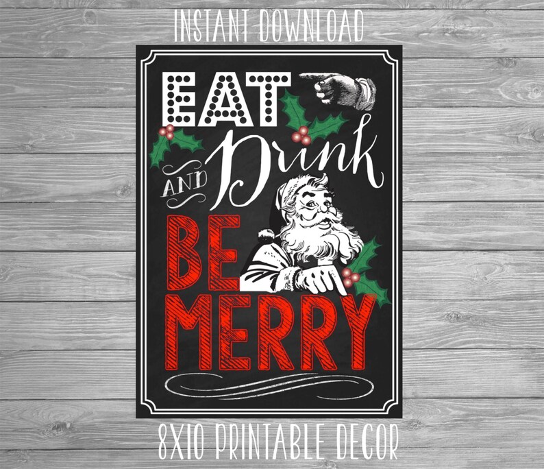 INSTANT DOWNLOAD: 8x10 Eat Drink and Be Merry Printable Sign - Etsy