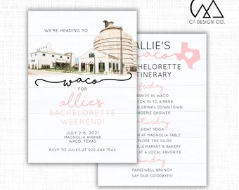 Waco Bachelorette/Birthday Party Invitation + Itinerary Template