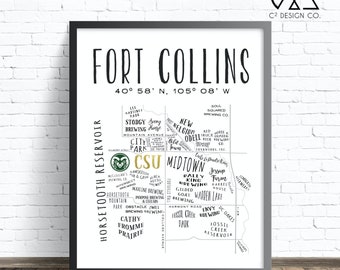 FOCO Map | CSU Digital Art Print - Instant Download
