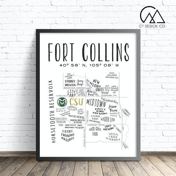 FOCO Map | CSU Digital Art Print - Instant Download