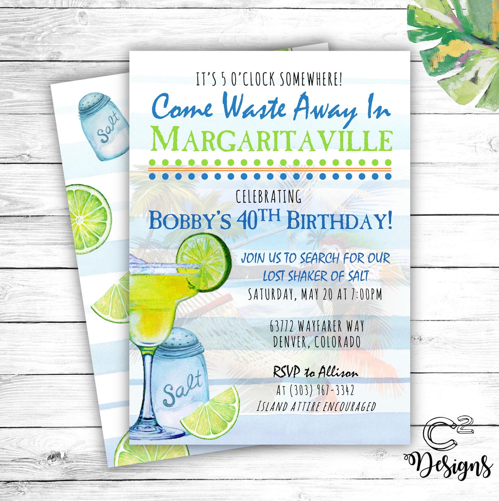 Margaritaville Party Invitation Template - Etsy
