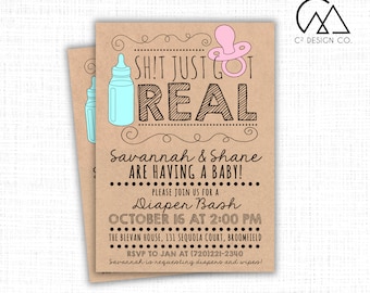 Sh!t Just Got Real Baby Shower Invite Template
