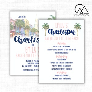 Charleston Bachelorette Party Invitation and Itinerary - Template - Etsy