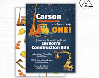 Construction Site Birthday Invitation Template