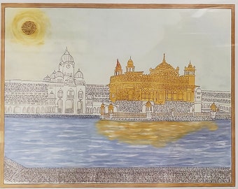 Sri Harmandir Sahib Golden Temple made with full japji sahib | sikh art | sikh painting | wall decor | home decor | walldecor Amritsar