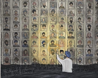 Bhai Jaswant Singh Khalra- sikh activist painting | Sikhart | Punjab art | 1984 | satluj 1995- print only