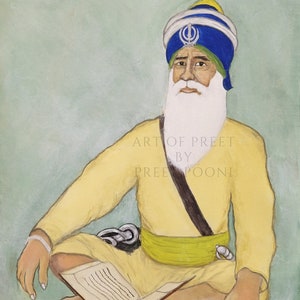 Hand painted Baba Deep Singh Ji painting Print | sikh art | sikh painting