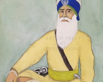 Hand painted Baba Deep Singh Ji painting Print | sikh art | sikh painting