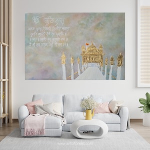 Golden Temple Abstract Painting, Modern Wall Art Decor, Original painting on Canvas, sikh spiritual art, Baba Nanak modern sikh art, Gurbani