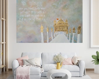 Golden Temple Abstract Painting, Modern Wall Art Decor, Original painting on Canvas, sikh spiritual art, Baba Nanak modern sikh art, Gurbani