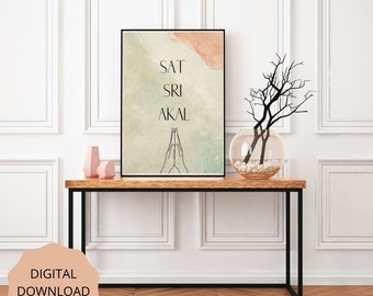 SAT SRI AKAL | digital download | Punjabi greeting sign wall art| printable | painting, home decor