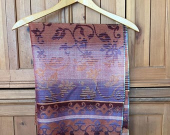 Vintage Floral Wool Scarf, Bohemian Style Extra Long Shawl