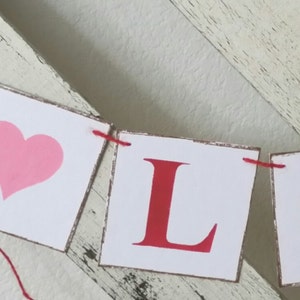 Wedding Banner Valentine Banner Garland I Love You Shabby Chic Red And Pink Banner Valentine Garland Romantic Banner Wedding Prop Garland image 2