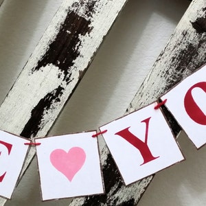 Wedding Banner Valentine Banner Garland I Love You Shabby Chic Red And Pink Banner Valentine Garland Romantic Banner Wedding Prop Garland image 3