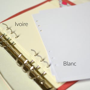 insert pages blanches A5, recharge papier blanc perforé pour organiseur planner, papeterie française pour les jours souples