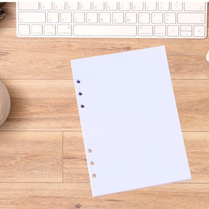 insert pages blanches A5, recharge papier blanc perforé pour organiseur planner, papeterie française pour les jours souples