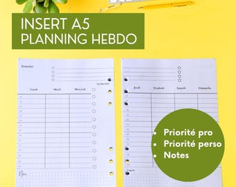 A5 Weekly Planner Refills for Ring-Bound Organiser – One Week on Two Pages