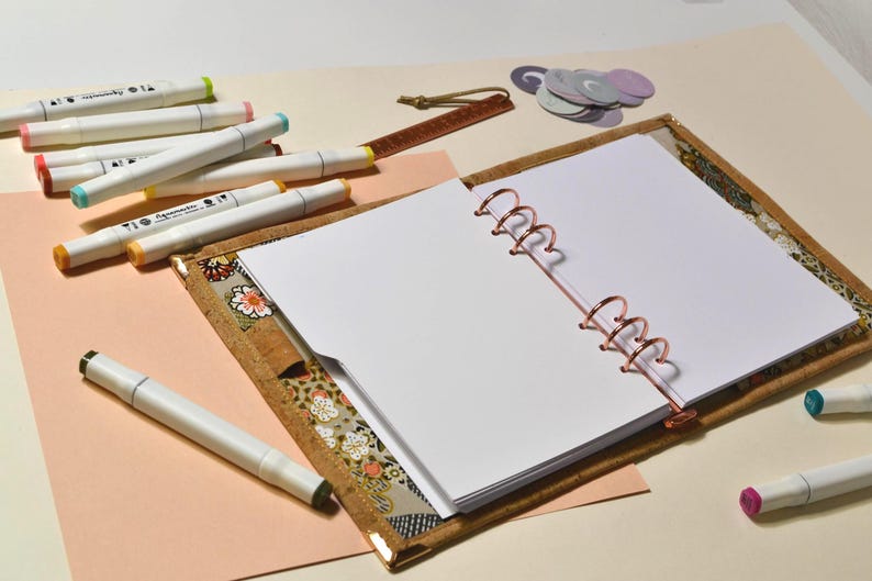 insert pages blanches A5, recharge papier blanc perforé pour organiseur planner, papeterie française pour les jours souples
