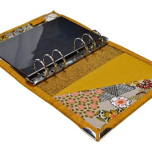 Personal Planner agenda organizer in yellow ocher cork, refillable agenda for the vegetable leather bag, 6 rings for 17/10 cm sheet