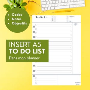 Recharges A5 To Do List - Pages pour organiseur planner - Inserts A5 papier -  Méthode de liste cadrée et simple en complément de l'agenda