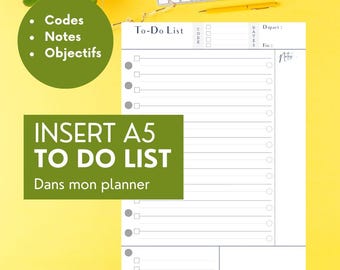 A5 To Do List refills - Pages for planner organizer - A5 paper inserts - Simple, streamlined list method to complement the diary