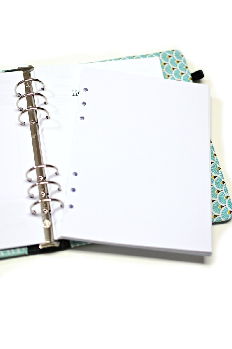 insert pages blanches A5, recharge papier blanc perforé pour organiseur planner, papeterie française pour les jours souples