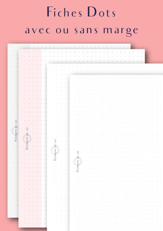 4 modèles de pages A5 Dots pointillés à imprimer, Recharge pour planner  type filofax, téléchargement illimité de pages pour bullet journal -   France