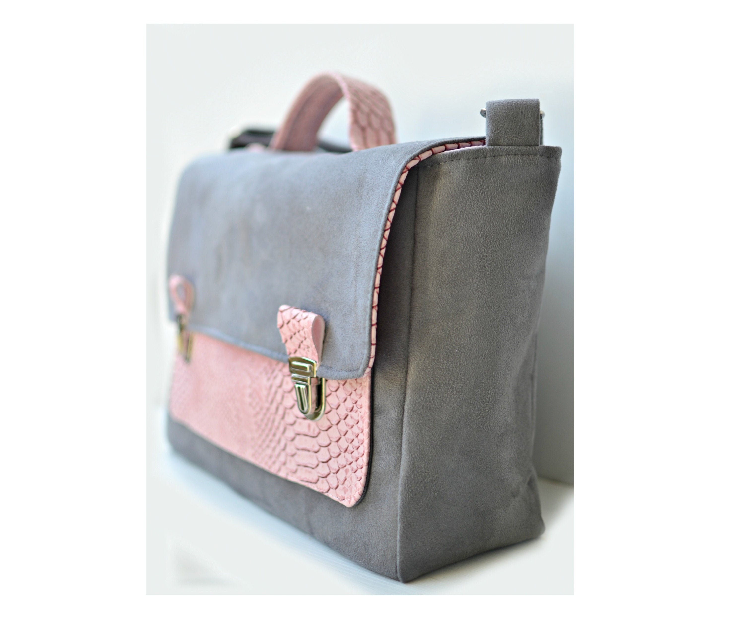 pink suede shoulder bag