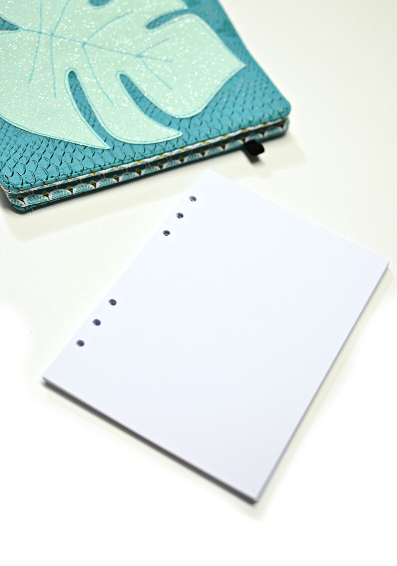 insert pages blanches A5, recharge papier blanc perforé pour organiseur planner, papeterie française pour les jours souples