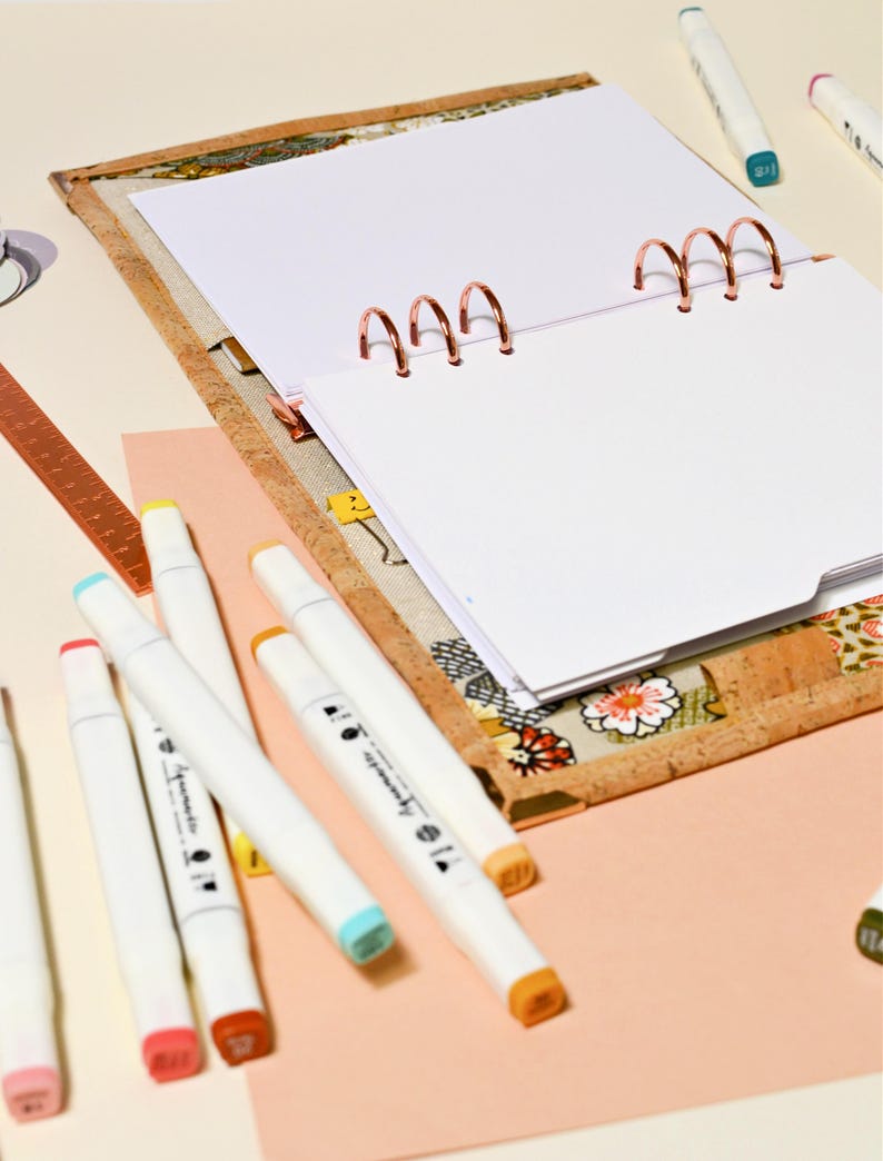 insert pages blanches A5, recharge papier blanc perforé pour organiseur planner, papeterie française pour les jours souples