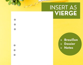 A5 perforated blank page refill for organiser planner, A5 insert, 90g blank paper, 6-hole punched