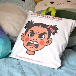 Cojín infantil personalizado para la ira - Cara personalizada - Funda 35x35 - Herramienta para emociones TDAH - Regalo de amabilidad