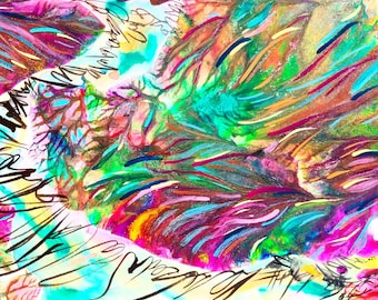 Broken Feathers-abstract original art-ink-watercolor modern