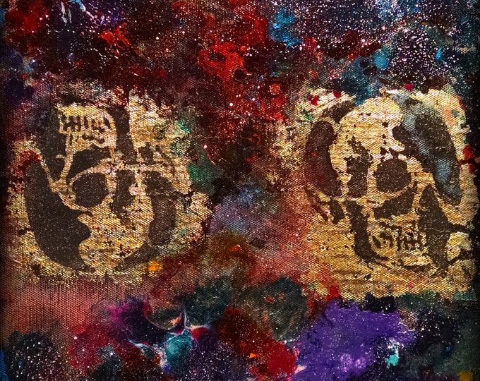 Abstract Skull Paintingskull Artabstract Acryliccanvas Etsy