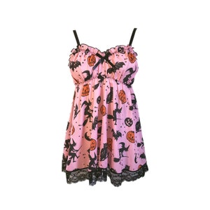 Pink or Orange Ruffled Halloween Babydoll with Lace Trim